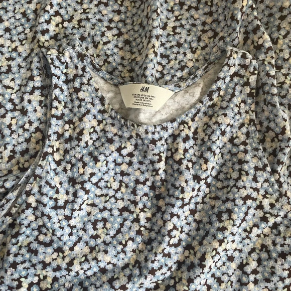 H&M girls summer dress size 14 with blue, white and brown flowers - Picture 3 of 4